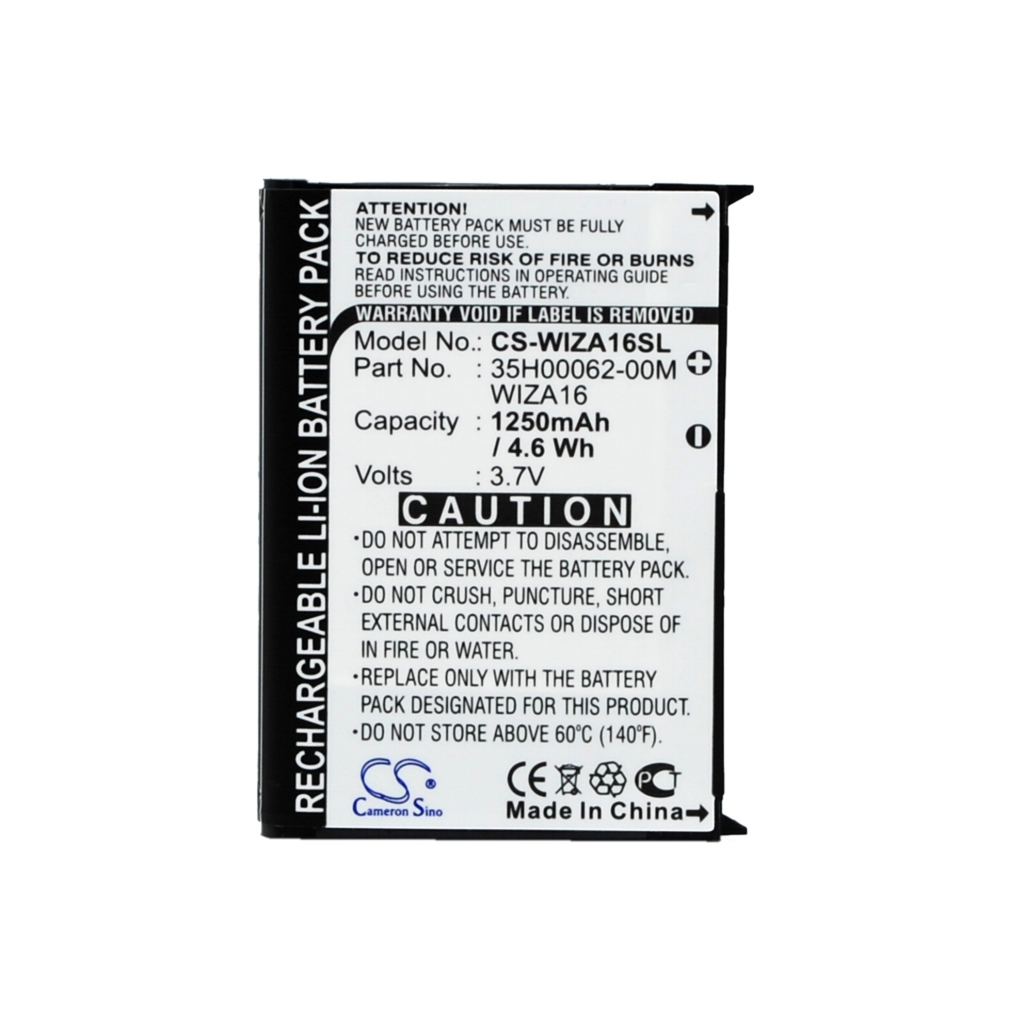 Batterijen compatibel met HTC Wizard Wizard 100 110 CS-WIZA16SL