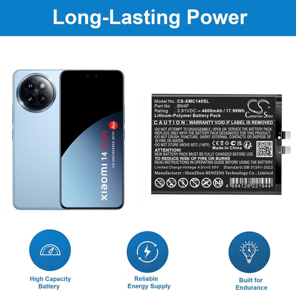 Compatible battery replacement for Xiaomi BN4F