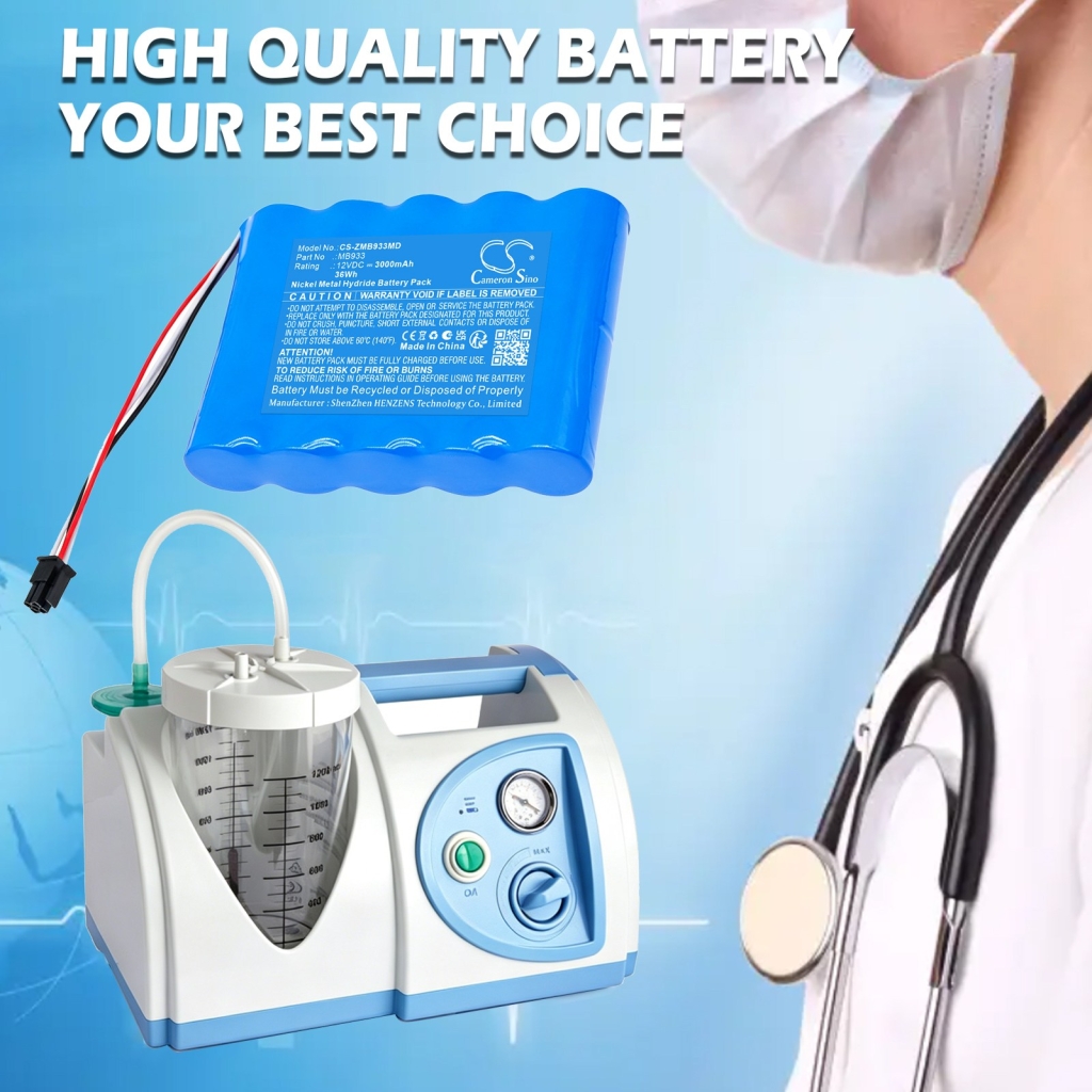 Batterij compatibel met Zeiner medical CS-ZMB933MD