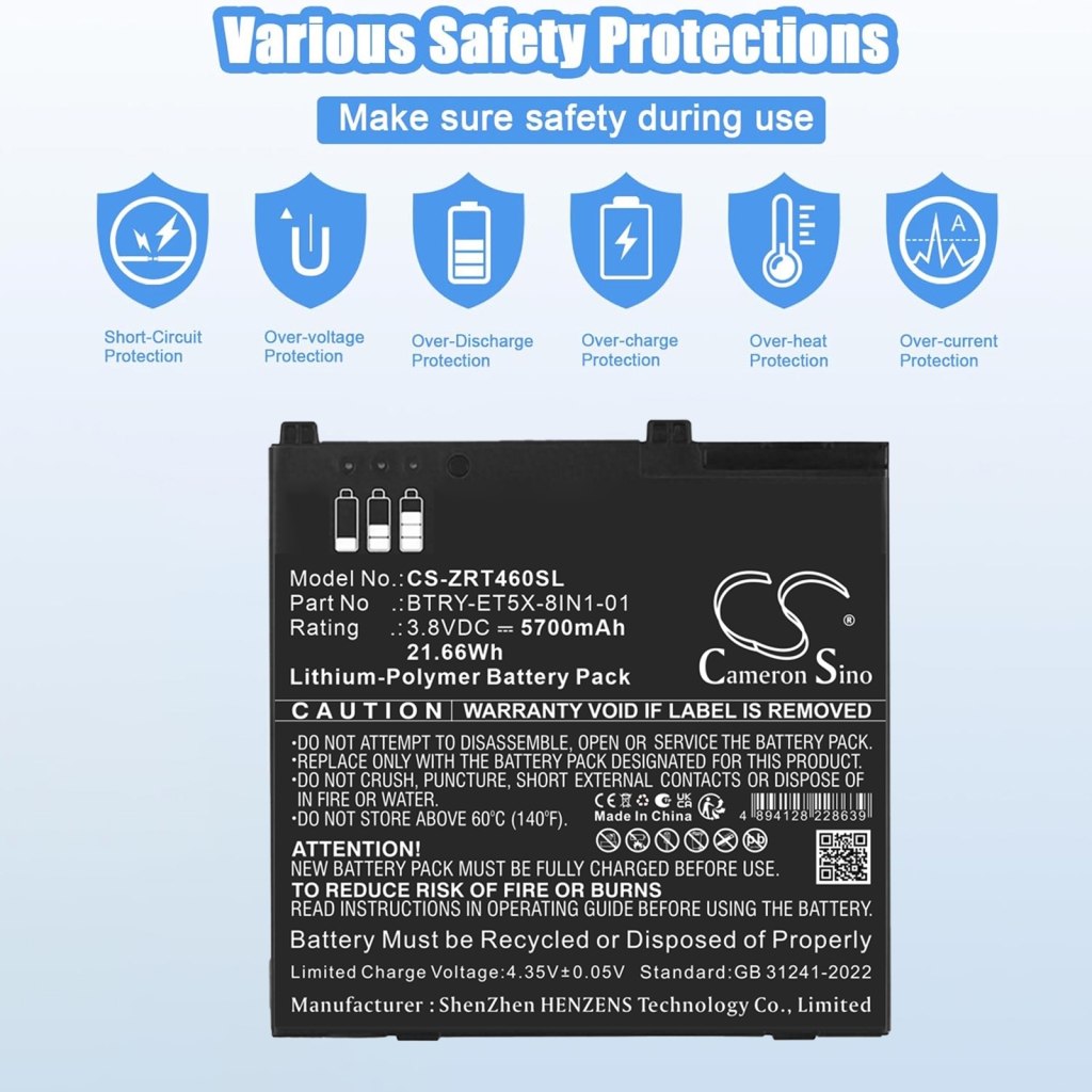 Batterij compatibel met Zebra CS-ZRT460SL