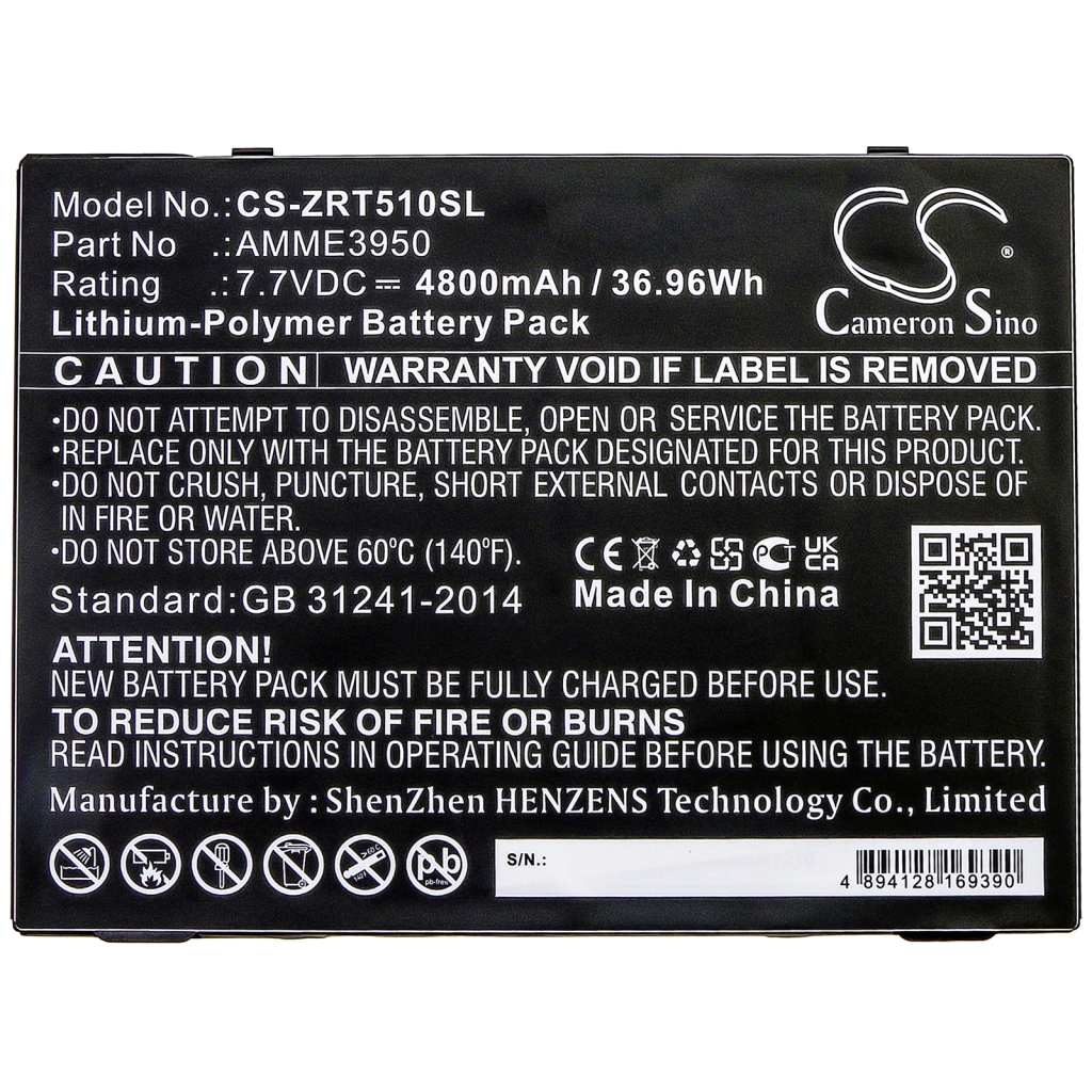 Compatibele batterijvervanging voor Zebra AMME3950