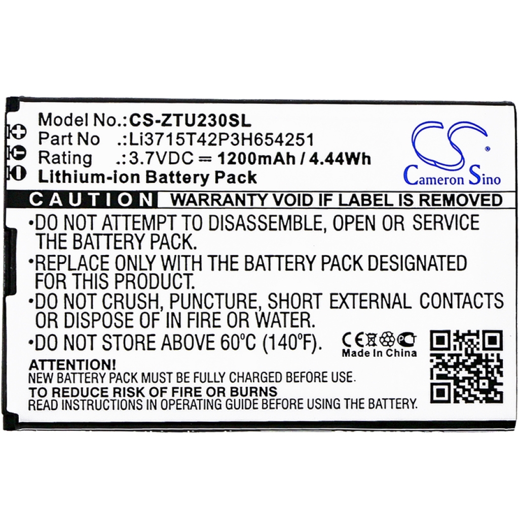 Batterij Vervangt Li3714T42P3H654251