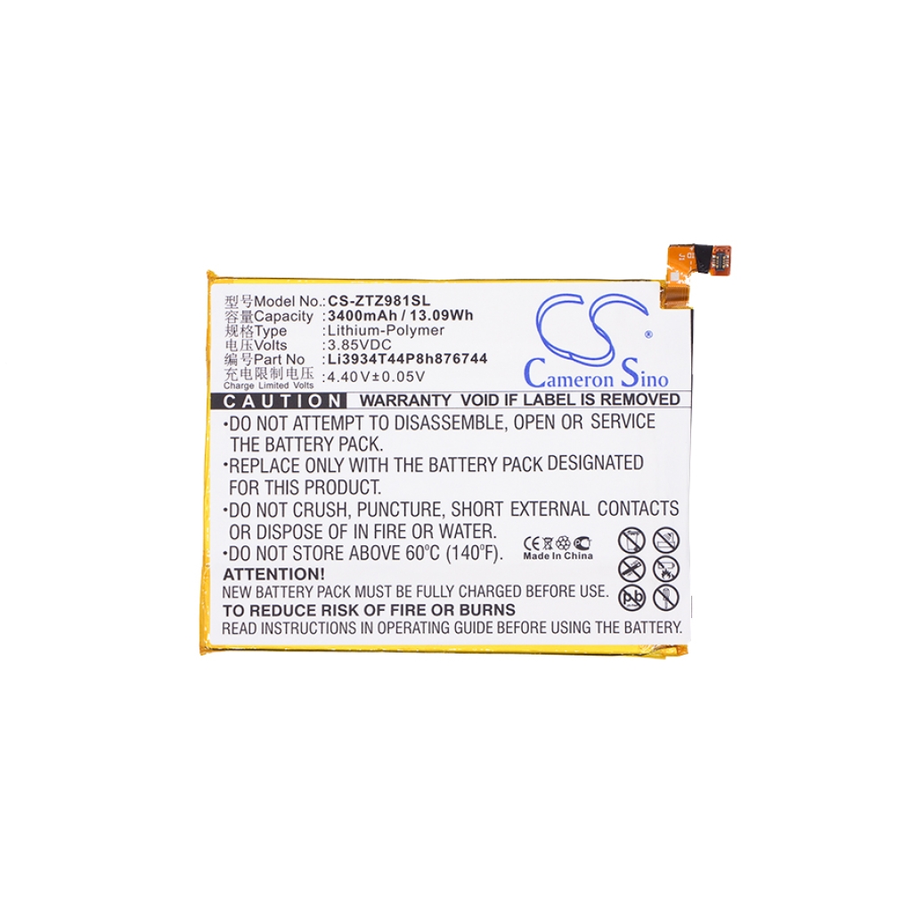 Batterijen Vervangt Li3934T44P8h876744